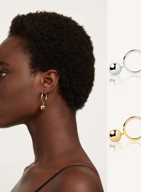 PD欧美纯银小圆珠耳扣女耳环小众设计感高级冷性风耳饰送闺蜜礼物