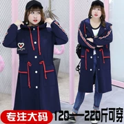 Xuân 2019 mới béo chị mm size lớn thời trang nữ áo gió in gió Hàn Quốc phiên bản áo gió dài - Trench Coat