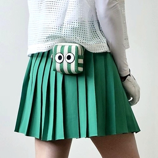 新款 高尔夫小球袋女士韩系可爱夏日条纹大眼睛高尔夫球腰包大容量