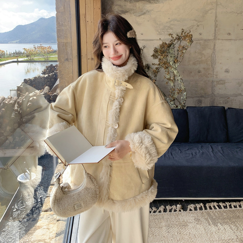 【现货】加绒加厚可变领皮毛一体外套8817-P210-K348,女装皮衣,浙宝189