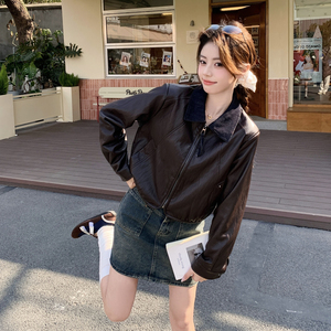 【现货】牛仔拼接休闲皮衣9110-P155-K248图片