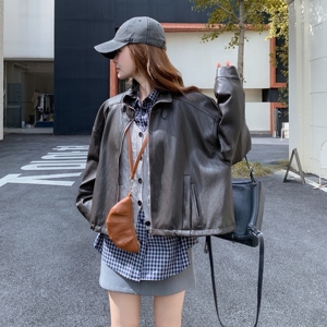 气质复古休闲黑色皮衣外套女春秋2025新款小个子PU夹克爆款高级感图片