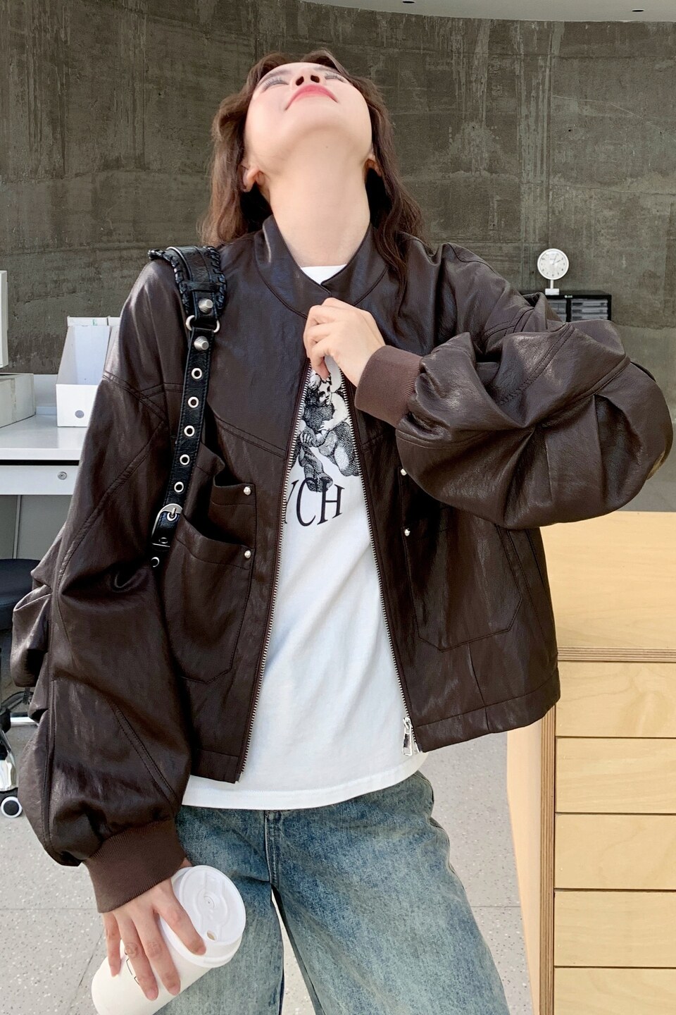【现货】蛋白皮休闲PU皮外套9807-P155-K228,女装皮衣,浙宝189