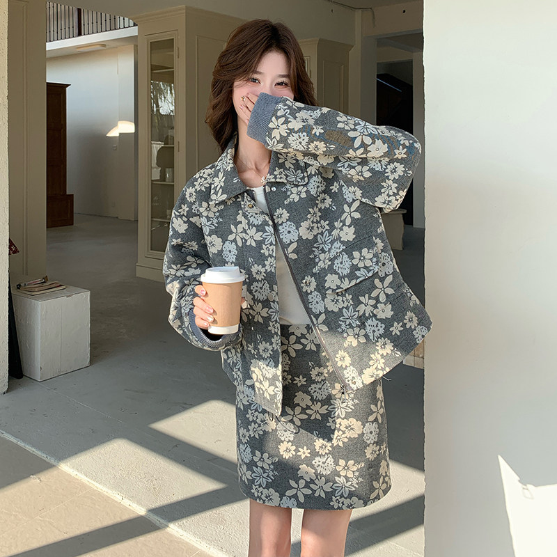 【现货】腰部可抽绳牛仔提花两件套783花-P195-K258,女装套装/套裙,浙宝189