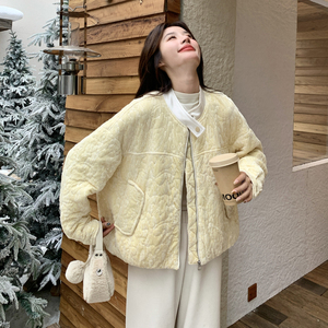 蕾丝珠片丝绒拼接棉服外套8816-P185-K298图片