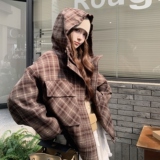 格纹连帽休闲外套8115-P175-K248，女装短外套，浙宝189