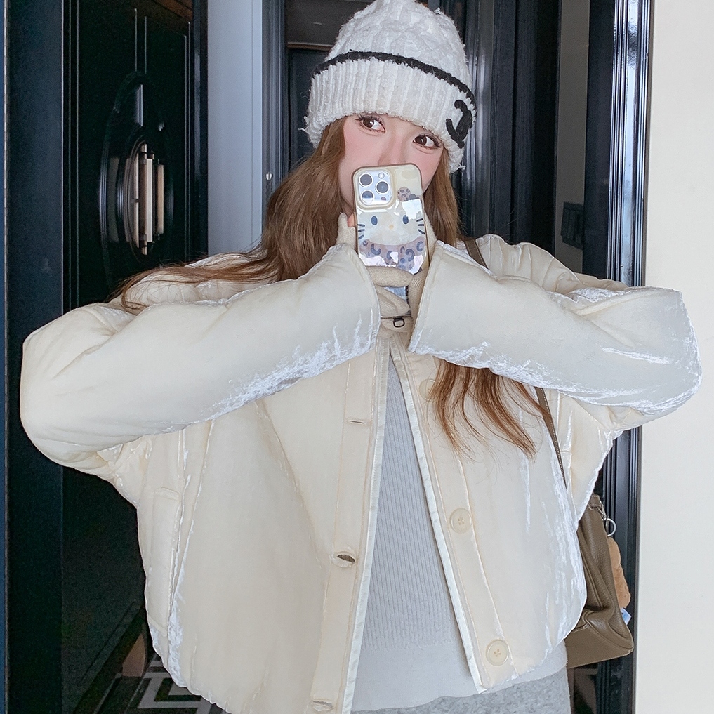 【现货】丝绒纯色拼接高级棉服外套8815米白-P195-K318,女装棉衣/棉服,浙宝189 【现货】丝绒纯色拼接高级棉服外套8815米白-P195-K318,女装棉衣/棉服,浙宝189