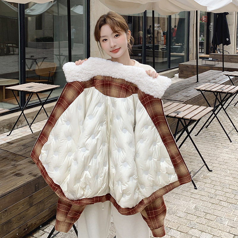 【现货】90绒复古格纹洋气羽绒服861-P265-K388，女装羽绒服，浙宝189