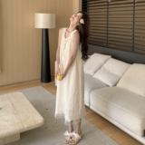 白色波西米亚风镂空背心连衣裙女2025夏新款法式显瘦海边度假长裙，女装连衣裙，浙宝189
