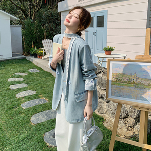 【现货】蕾丝拼接牛仔休闲西服外套795-P165-K228图片