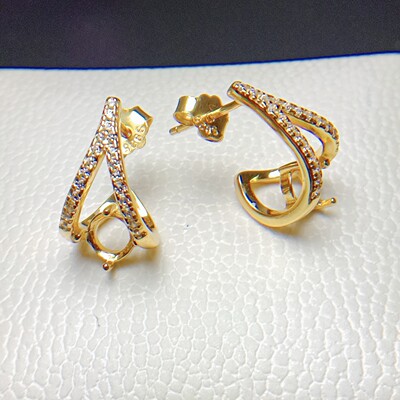 简约纯银耳钉空托圆5mm圆6mm