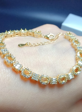 S925纯银手链3*4mm椭圆形