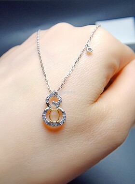 S925银锁骨链空托椭圆形4*5mm