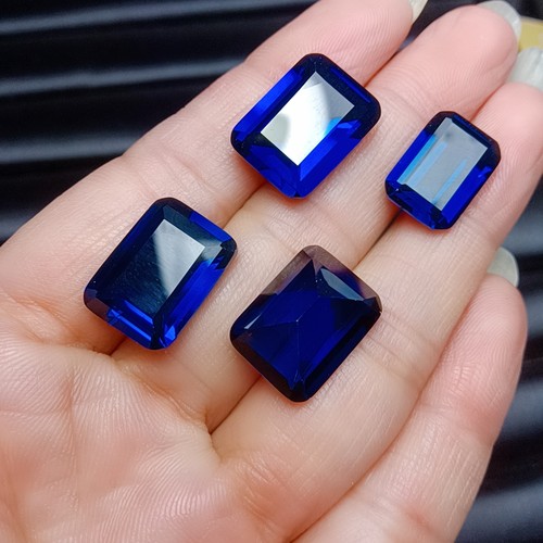 女戒指长方蓝色宝石戒面