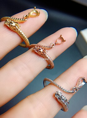 本命年戒指S925银空托水滴形4*6