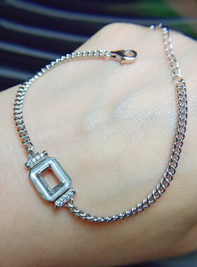 简约手链S925纯银4*6mm长方形