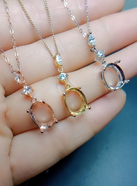 S925银吊坠空托椭圆8*10mm