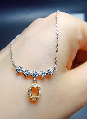 S925银空托4*5mm女锁骨链