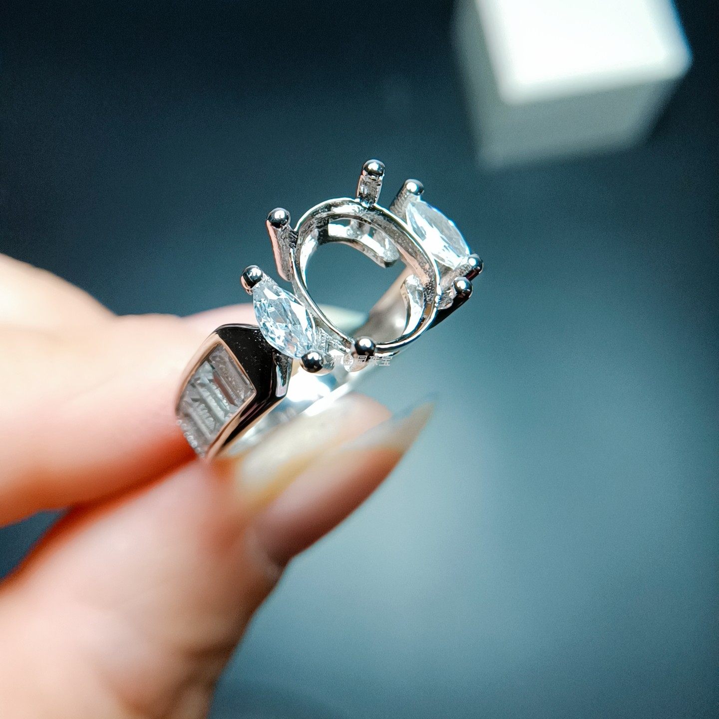 S925银戒指空托椭圆形7*9mm