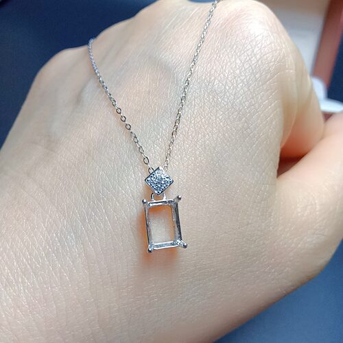 S925银吊坠倒角长方形6*8mm