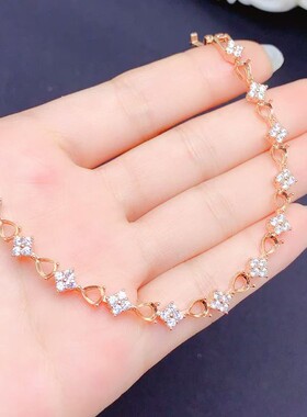 简约S925纯银手链 4*5mm水滴形 银空托 镀白金玫瑰金黄金色 女