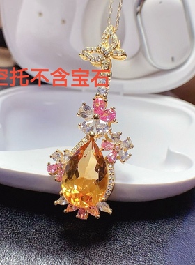 时尚S925银吊坠 空托 水滴7*10/10*14mm 银托镀白金玫瑰金黄金色