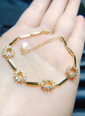 女925银4*6椭圆空托手链