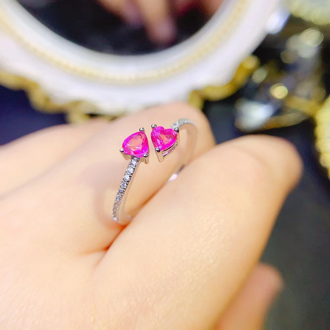 女925银银托天然托帕石成品戒指