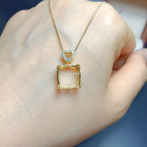 S925银吊坠空托枕形10*10mm