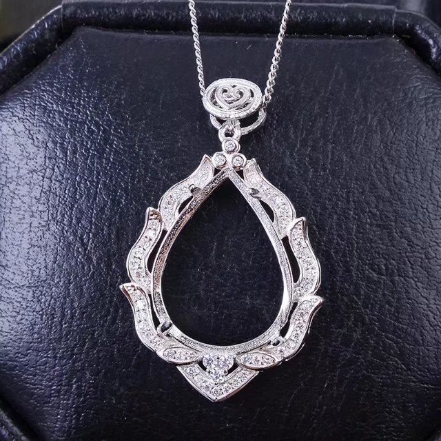 精工 925纯银 镀18K白金玫瑰金 空托水滴15*20 项坠 吊坠 XZ310