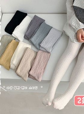 女童连裤袜精梳纯棉春秋薄款儿童连脚裤袜纯色女孩宝宝长筒打底袜