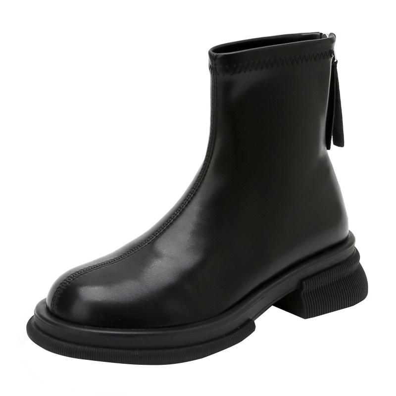SMALL HEIGHTENED BOOTIES WOMENS CHELSEA BOOTS SPRING AND AUTUMN SINGLE BOOTS 2024 NEW LEATHER SKINNY BOOTS MARTIN BOOTS WINTER