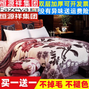 恒源祥集团彩羊拉舍尔毛毯冬天被子加厚双人双层毯子12斤保暖盖毯