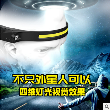 국경을 넘는 새로운 웨이브 센서 COB 헤드라이트 야외 사이클링 라이트 USB 충전 야간 주행등 LED 강한 빛 헤드라이트