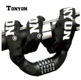 TONYON732山地自行车密码锁摩托车链条锁安全防盗五位密码链锁
