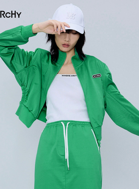 LARCHY来尔佳昵2024春装立领净色运动外套