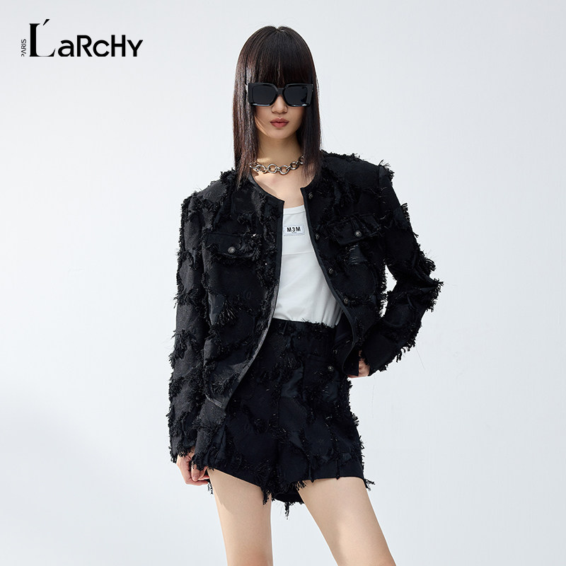 LARCHY2026春装圆领立体提花外套
