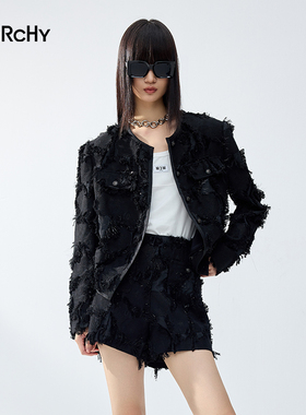 LARCHY来尔佳昵2026春装圆领立体提花外套