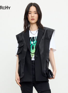 LARCHY来尔佳昵2024秋装翻领双层马夹