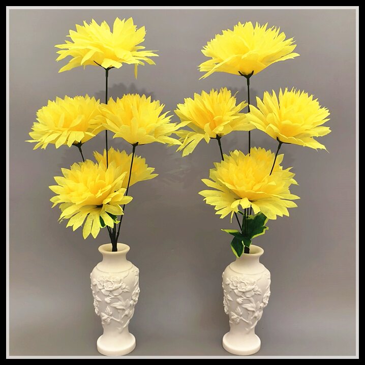 清明墓地花瓶一对雕花牡丹摆件