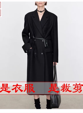 明辉纸样秋冬新款宽松女外套双排扣大衣手工DIY做衣服图纸24107