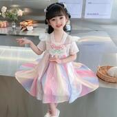 新款 女童夏装 公主裙幼儿夏季 洋气女孩旗袍裙儿童超仙网纱连衣裙子