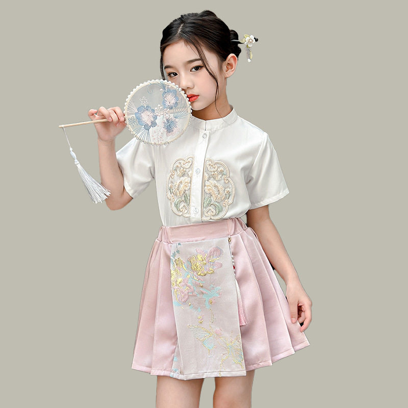 女童春秋套装2024新款中大童新中式马面裙两件套春季国风洋气潮款,童装/婴儿装/亲子装,汉服,淘宝优惠券,粉丝福利购,淘宝优惠卷