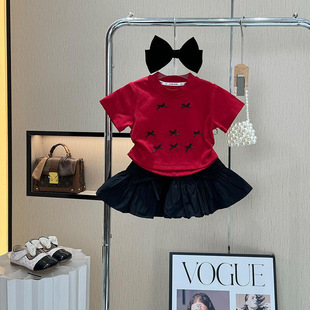 儿童短袖 女童夏款 套装 2025新款 女宝宝花苞裙两件套潮 T恤蓬蓬裙裤