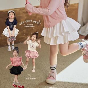 儿童百褶蛋糕裙2025春夏新款女童白色半身短裙宝宝蓬蓬裙公主裙裤