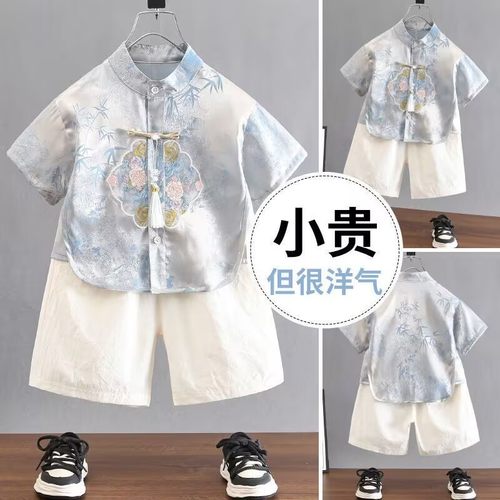 唐装国风短袖薄款儿童新中式套装