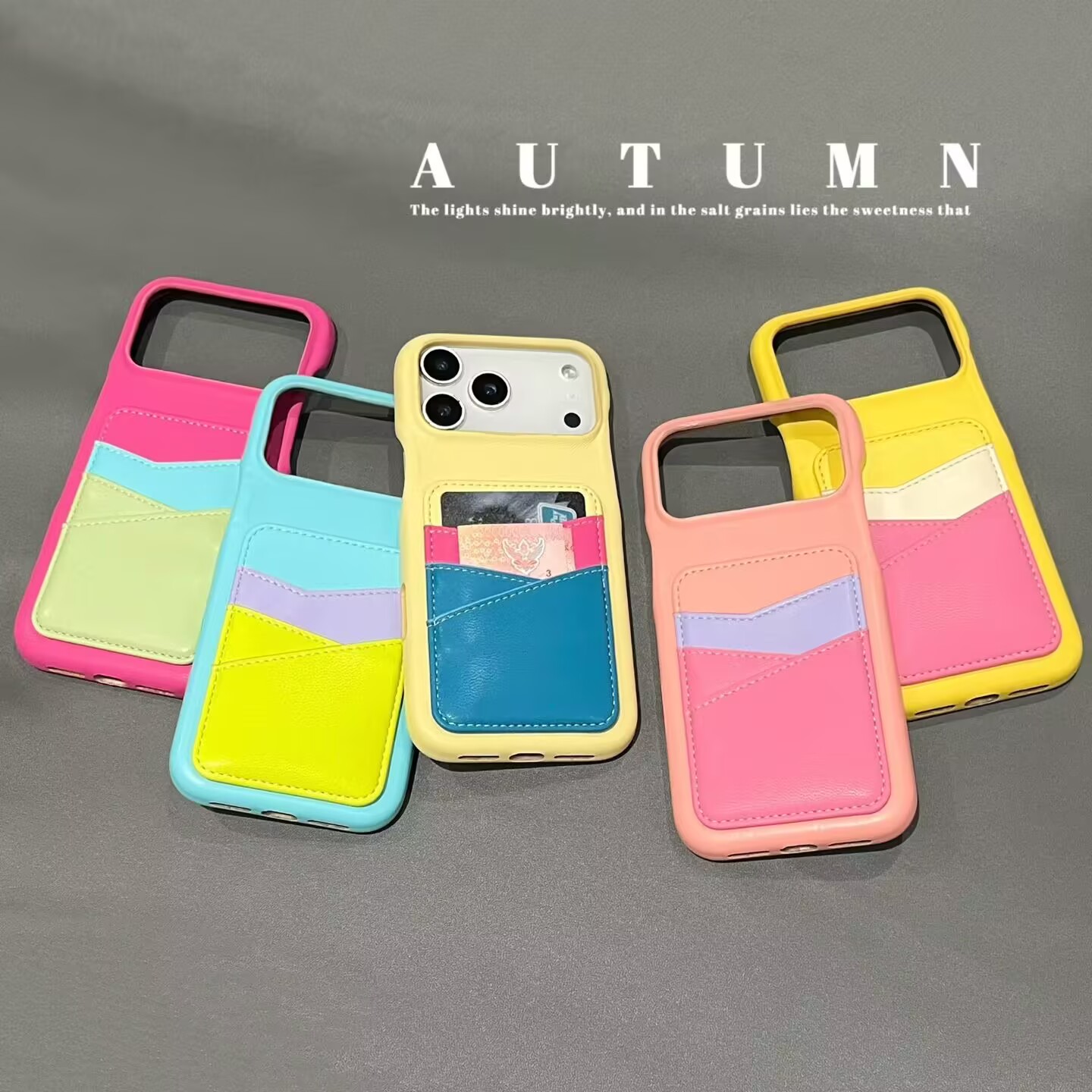 小羊纹卡包手机壳适用苹果手机