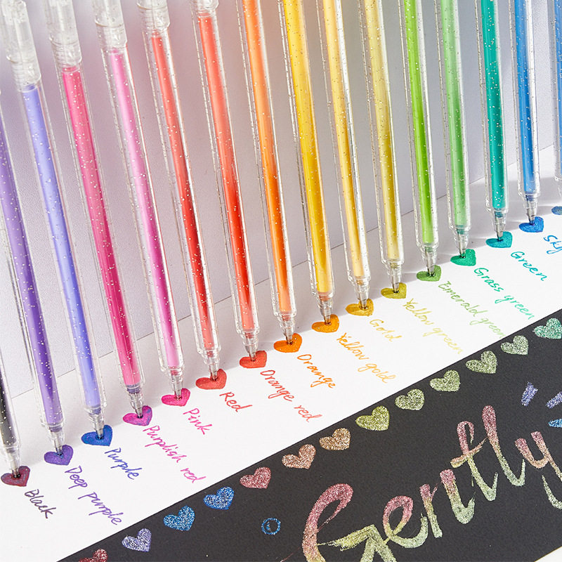 梦幻闪光星星亮晶晶炫彩色手账中性笔儿童彩绘DIY贺卡礼物啫喱笔