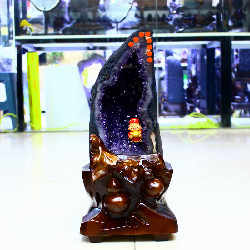 天然紫水晶洞摆件乌拉圭原石钱袋子巴西聚宝盆高端办公室新家送礼