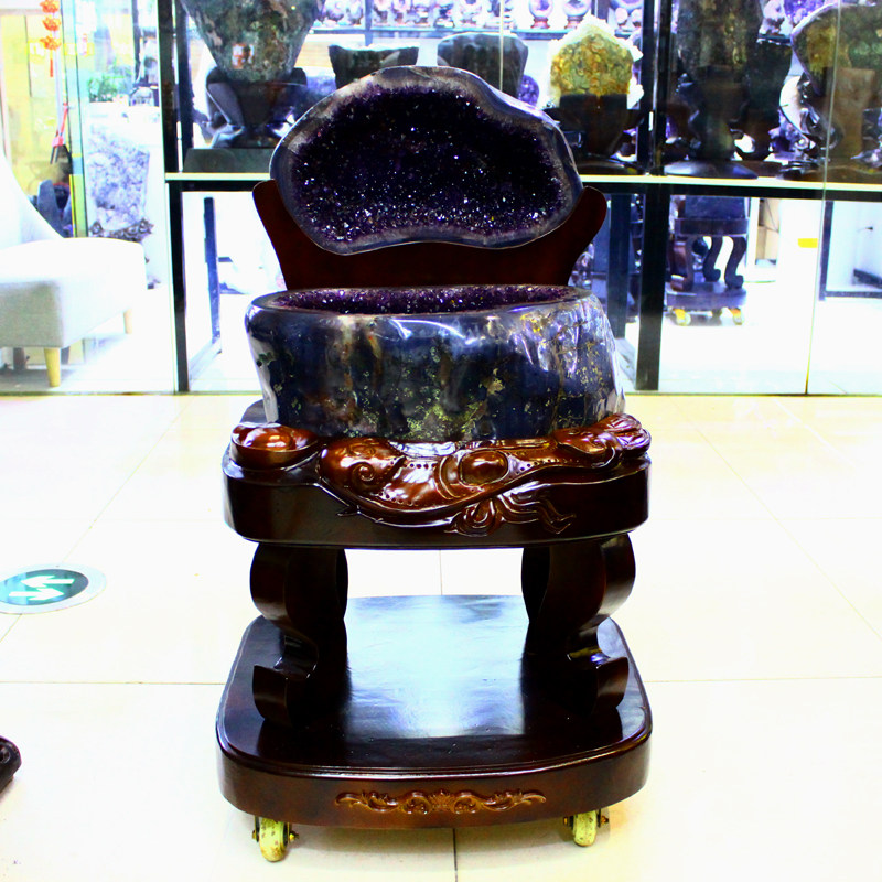 天然紫水晶洞摆件巴西紫晶洞乌拉圭摆件原石聚宝盆高端办公室新家